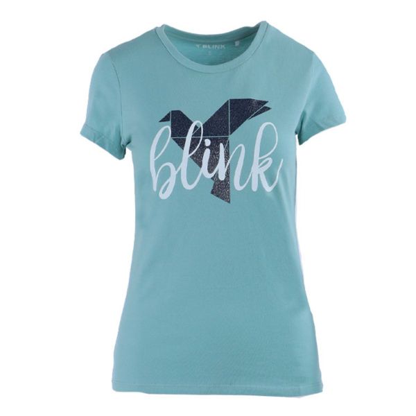 Blink Womens T-Shirt Geometric Bird Script Print Short Sleeve Cotton
