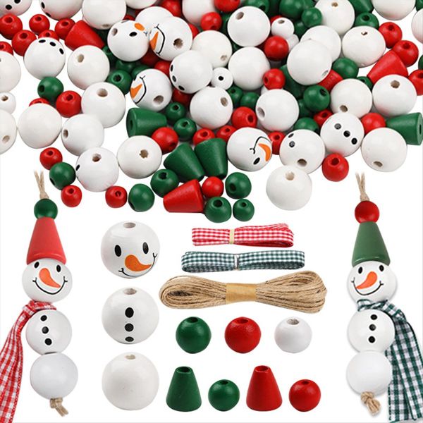 Christmas Wood Beads Snow Man Wooden Beads Christmas Beads For Crafts