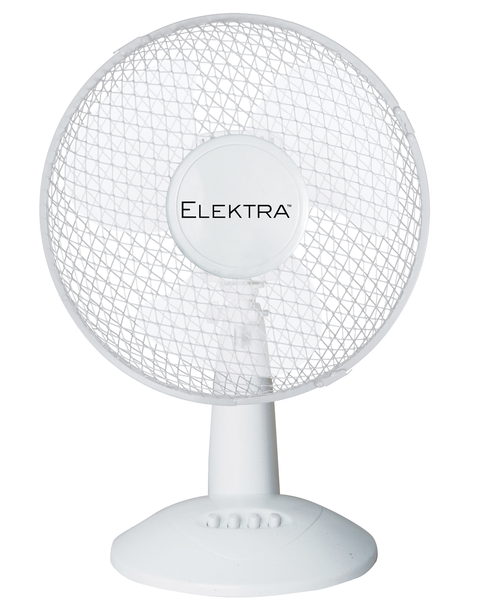 Elektra 30 cm Adjustable Desk/Table Fan - White, 3-Speed Oscillating Fan
