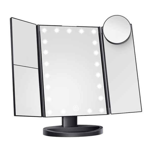 Tri-Fold LED Makeup Mirror with 22 Lights &amp; Magnifying Mirror