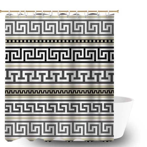Fair Isle Design Shower Curtain for Bathroom, Farmhouse Bath Curtain
