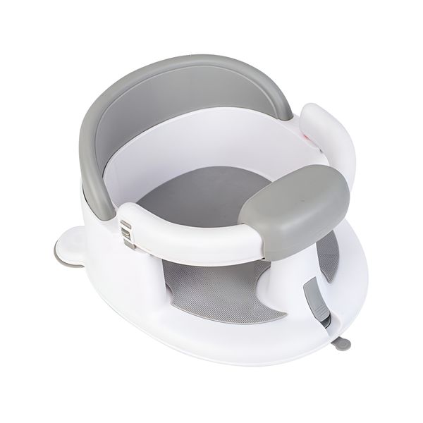 32cm Baby Bath Seat with Opening Armrest and Suction Cups - Grey