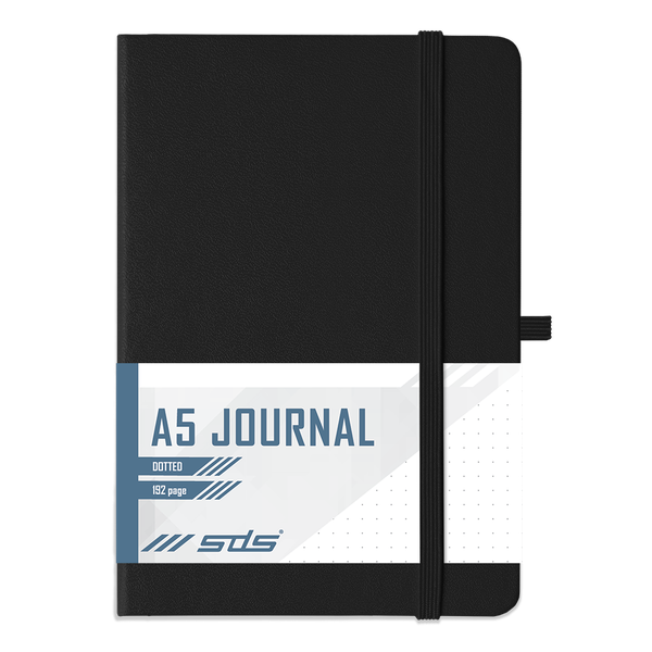 SDS A5 192 Page Dotted Journal Hard Cover with Elastic Closure - Black