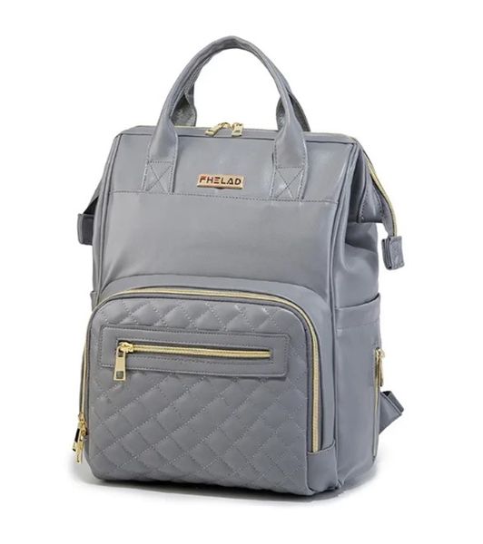 PHELAD Mommy Bag Waterproof Pu Leather Baby Diaper Bag-Grey