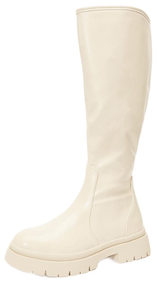 Quiz Ladies - Cream Knee High Chunky Boots | Shop Today. Get it ...