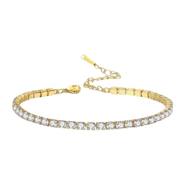 Titanium Steel Snake Chain Bracelet Gold Fade-Resistant CubicZirconia Daily