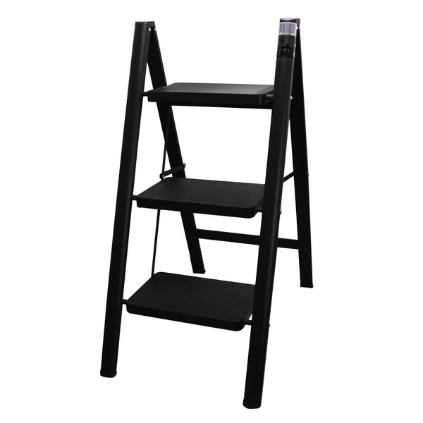 LMA 3 Step Home &amp; Office Steel Folding Ladder - 90Kg Capacity