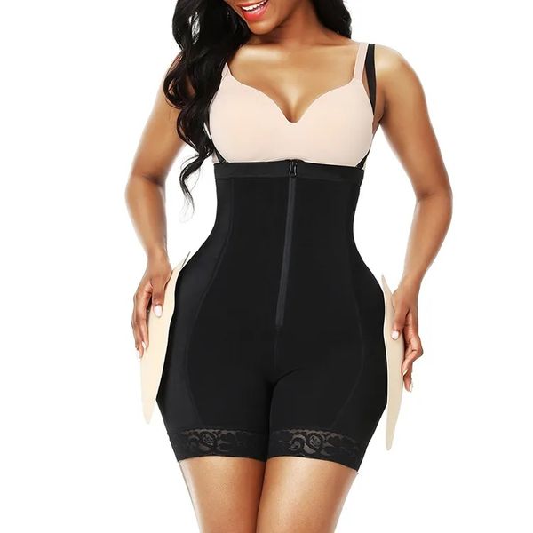 Open Bust Full-Body Shapewear w/ Removable Butt and Hip Pads Tummy Control