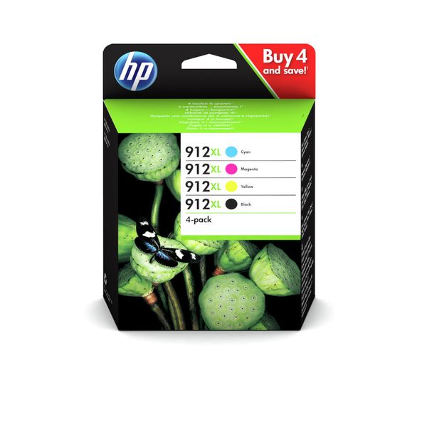 HP 912XL High Yield CMYK Ink Cartridge 4-Pack