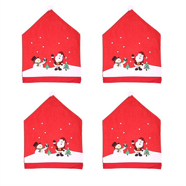 4Pcs Christmas Chair Covers Santa-Claus &amp; Snowman-Chair Slipcovers