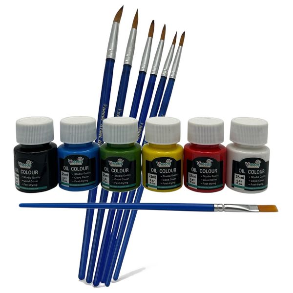 6 Pack 25ML Oil Painting with 6 Premium Brushes
