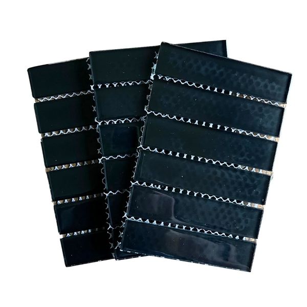 Mosaic Tiles Black Rectangle Glass 23x98x4mm (Crafting Tiles)