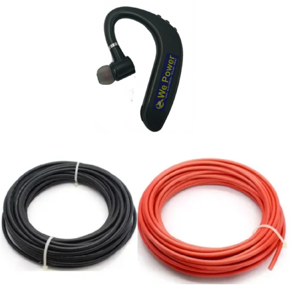 Solar Cable Bundle - 20m Black &amp; 20m Red, 6mm With Bluetooth Earphone