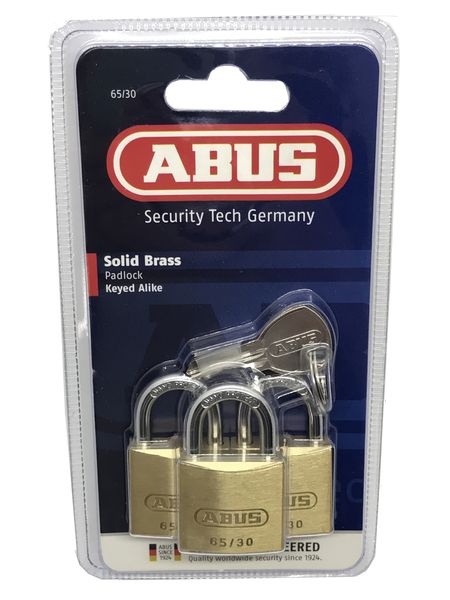 Abus 65 Padlock 30mm Keyed Alike 3 Pack Blister