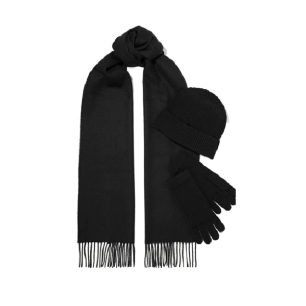 3 Piece Winter Set - BLACK - with hat, gloves and scarf