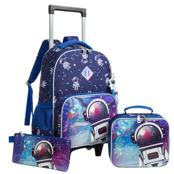 3-Piece Astronaut Trolley Backpack Set with Lunch Bag &amp; Case