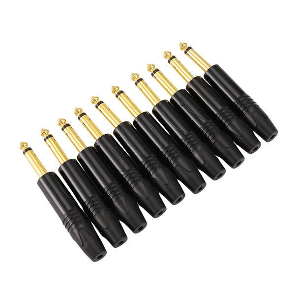 Gold Plating 10Pcs Plug Mono Professional 2 Pole 6.35 Mm 6.5Mm Stereo Jack