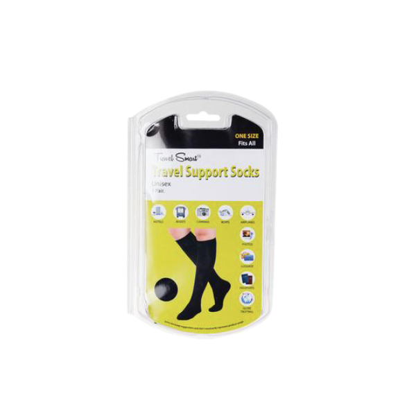 Travel Smart- Black Travel Support Socks