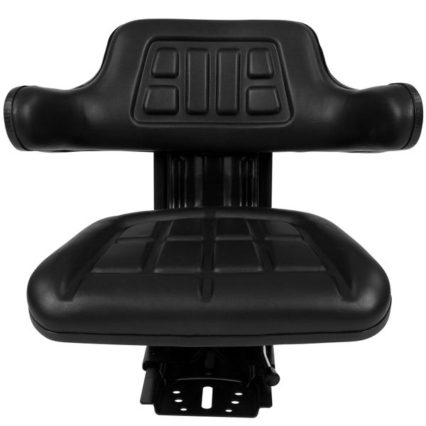 Universal Adjustable Tractor Seat with Armrest Suspension Heavy Duty Black