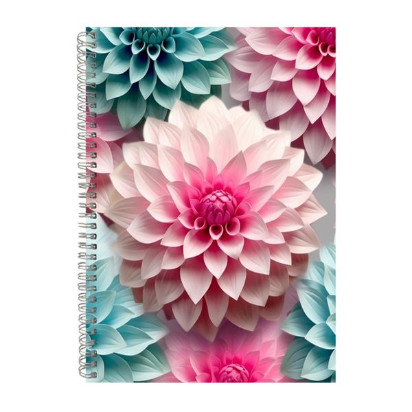 Pink Teal And White Marigold Flowers Notebook Gift Idea A4 Notepad Pad 106