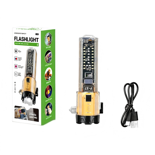 High-Intensity LED Multi-Functional Safety Hammer Flashlight