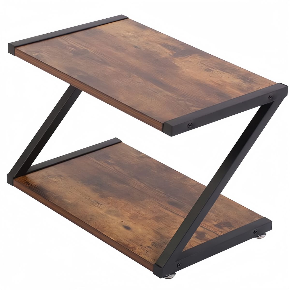 Double Tier Wooden Storage Rack Z Shaped Desktop Printer Stand