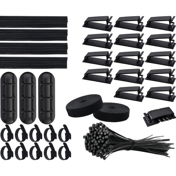 Cable Management Kit, 134 Pieces, Black