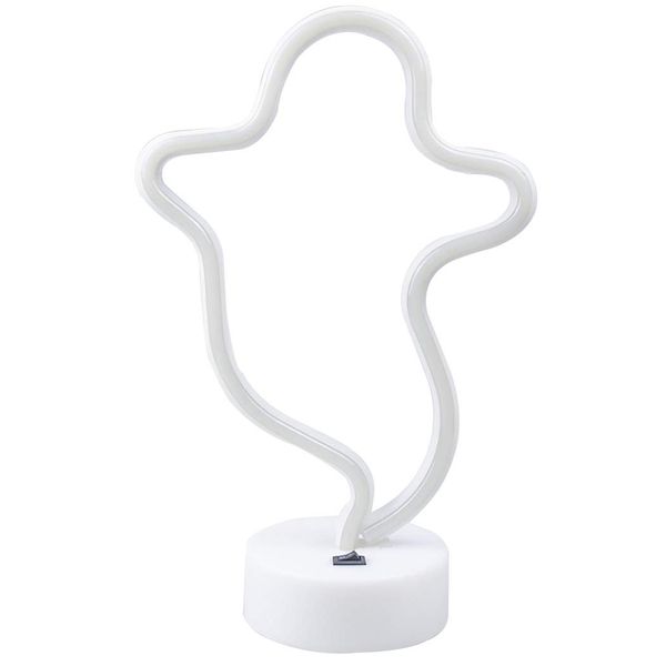 USB DC Cable Or Battery Operated Ghost Neon Lamp With Base