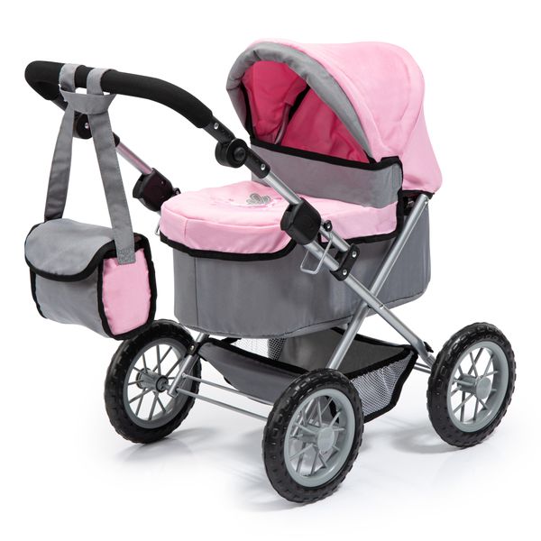 Bayer Trendy Dolls Pram - Fairy (Pink/Grey) with Bag (68cm Tall)