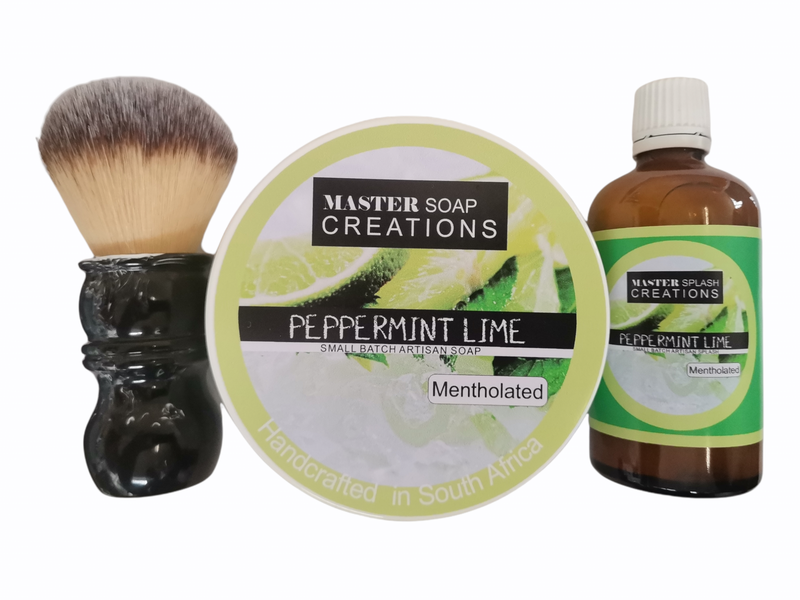 Shaving Soap &amp; Aftershave Splash &amp; Shaving Brush Combo Peppermint Lime