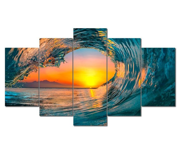 Ocean Wave Tunnel - 5 Panel Split Canvas