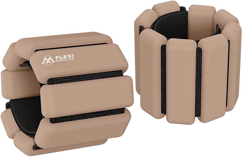 Flexi Muscles - Adjustable Wearable Wrist &amp; Ankle Weights (2x 450g Set) - Peach