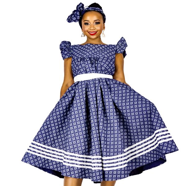 Africa Fashion House 4-Line Pleated Shwe Shwe Dress