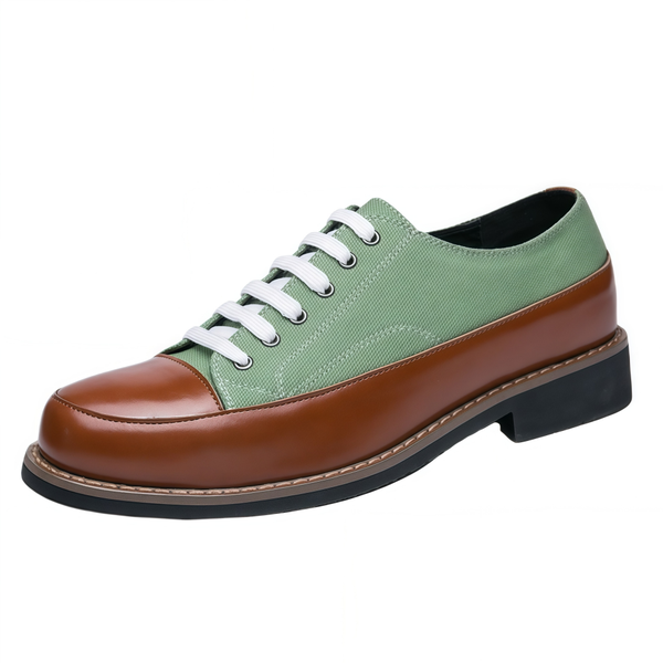 Men's Canvas Leather Casual Shoes Comfort Breathable Lace-Up