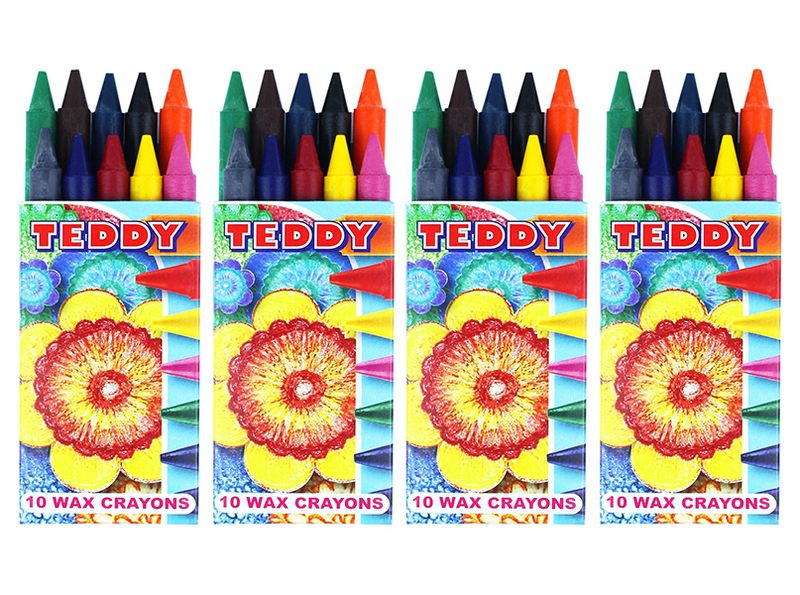 Teddy econo wax crayons B10 unlabelled 11mm x 4 packs