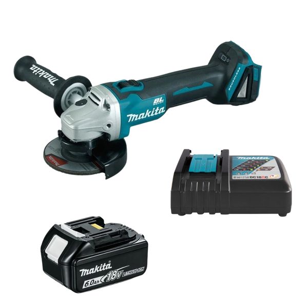 Makita - Brushless Angle Grinder DGA456ZJ with 6.0Ah Batteries and Charger