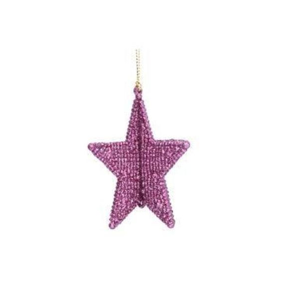 Gisela Graham Mauve Glitter 3-D 5 Point Star