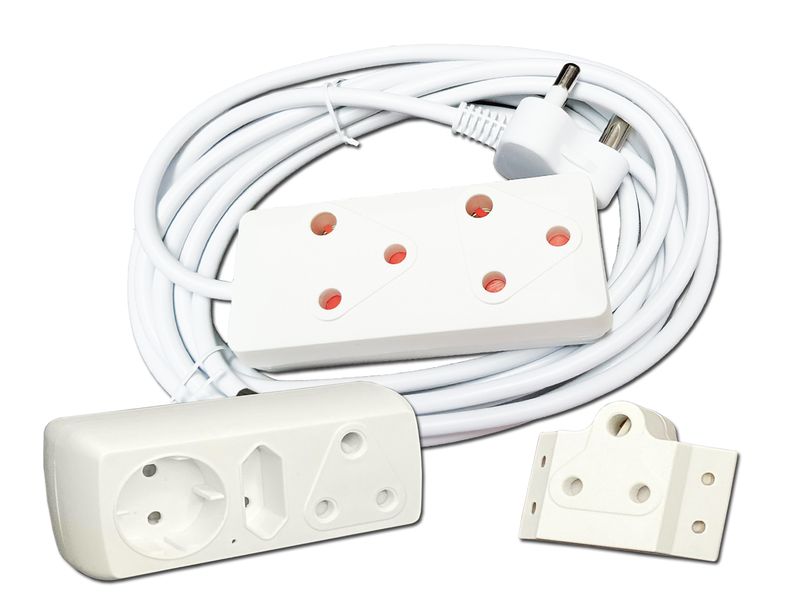 Everlotus extension cord 5M bundle with 3 way multi plug and 1 adapter