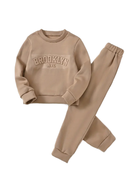 Brooklyn' Embossed Long-Sleeve Sweatshirt Top &amp; Casual Pants