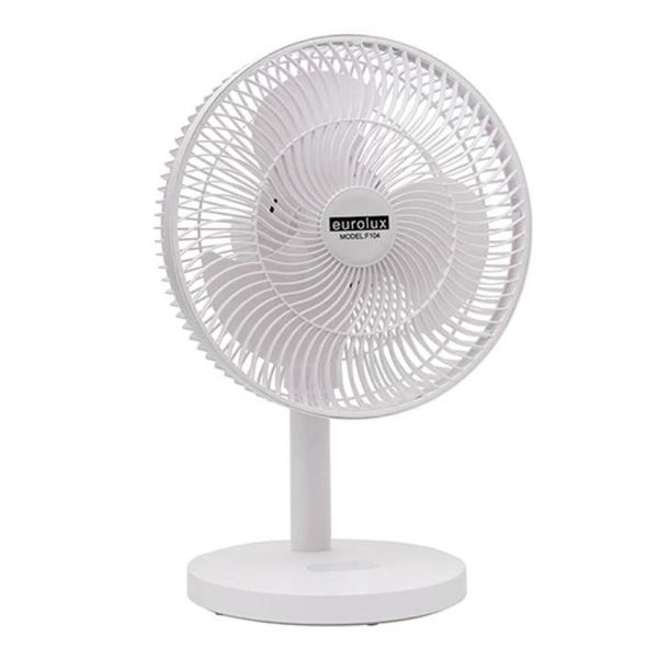 Eurolux Rechargeable LED Desk Fan 3 Speed &amp; Emergency Light White 12