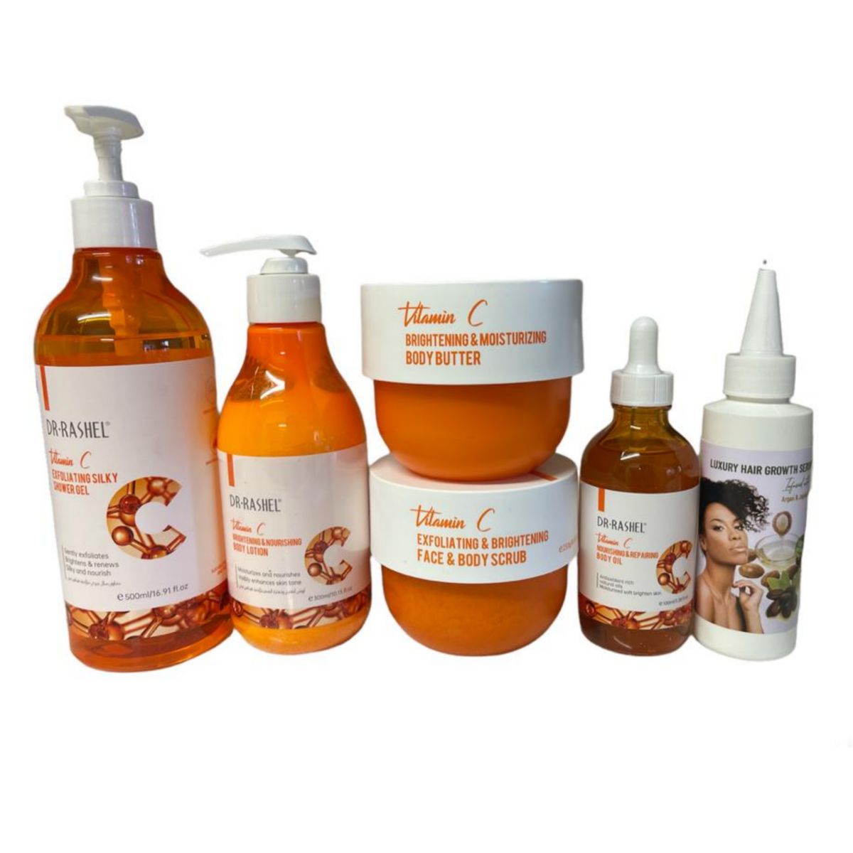 Care For Your Body & Hair- Vitamin C Brightening 5 Pcs Set + Growth Serum |  Buy Online in South Africa 