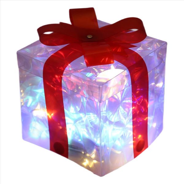 Christmas Glowing Gifts Box Decoration With Bow Lighting Box B