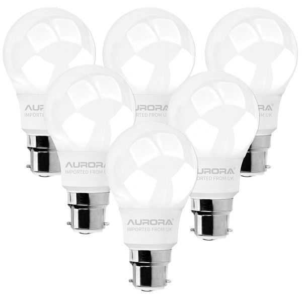 Aurora LED Light Bulb 8W Cool White A60 B22 | 6 Pack