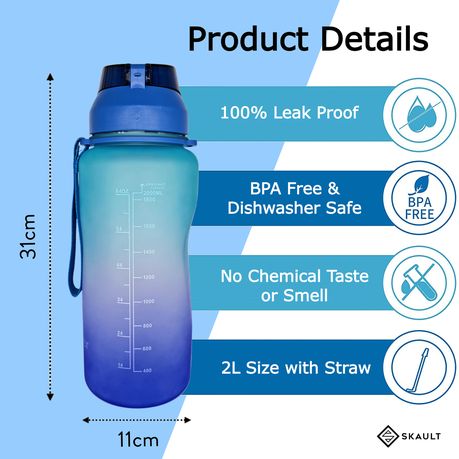 Leak-Proof Water Bottle, 2L