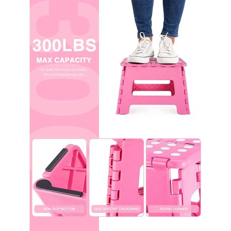 Home Folding Step Stool Lightweight Plastic Foldable Portable Handle Chair Daily Sale Shop