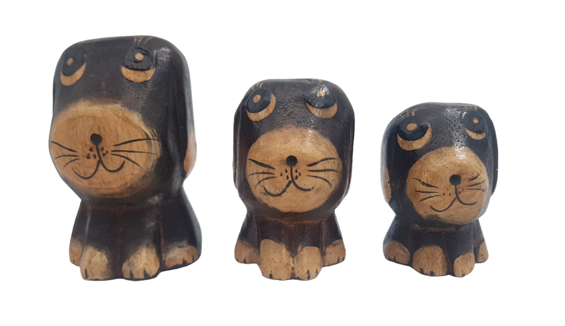 Wooden Dog - Set Of 3