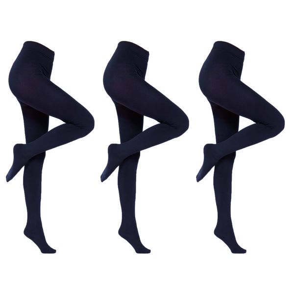 6676 Women's Opaque Stockings - 3 Pack - Black
