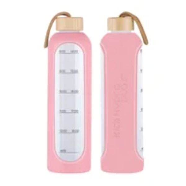 Time Marker Motivational Borosilicate Glass Water Bottle