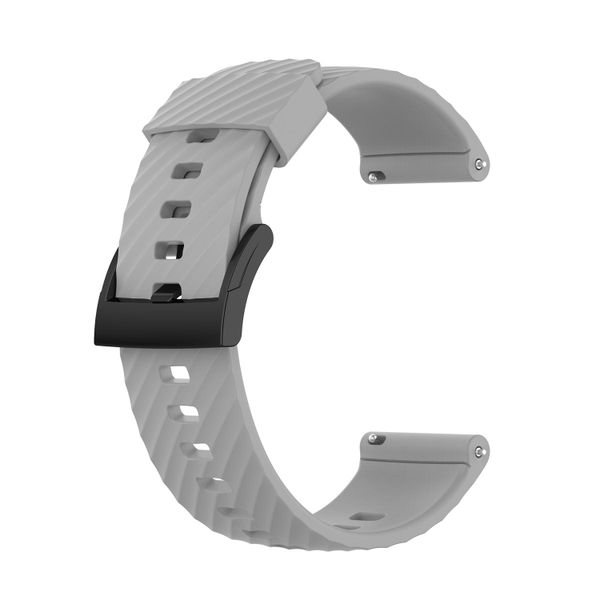 BasicX Suunto 7 Compatible 24mm Silicone Strap - Adjustable Grey Watch Band