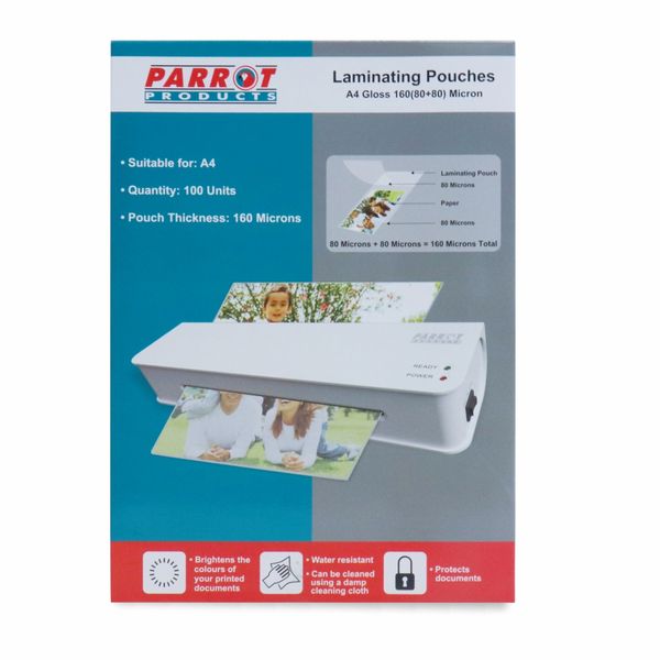 Parrot Laminating Pouch A4 160(80+80) Micron - Pack of 100
